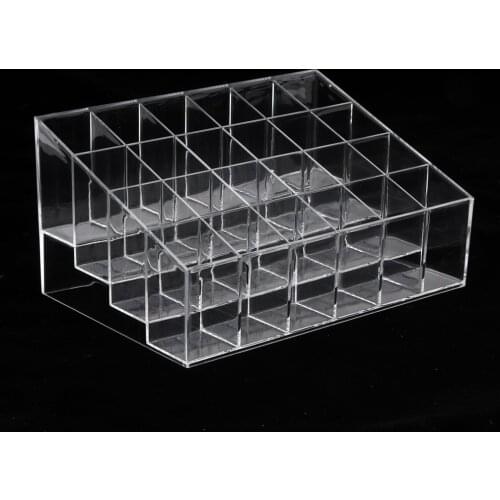 24 Grids Lipstick Nail Polish Holder Display Clear Acrylic Makeup Organizer