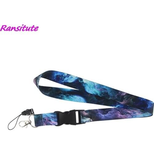 Ransitute R1589 High Quality Clouds Painting Art Key Chain Buckle Lanyard Neck Strap For Phone Keys ID Card Creative Lanyards