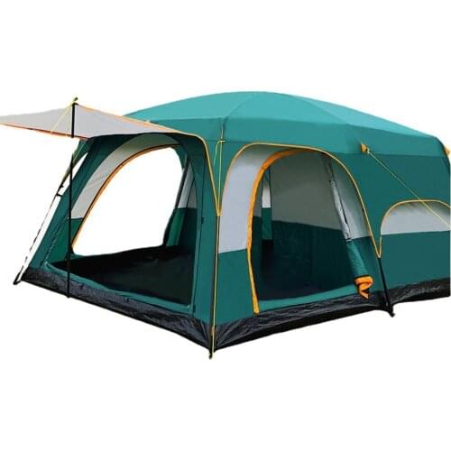 8-12 persons outdoor large space family camping double layers 2 rooms 1 living room tent 430*310*200cm