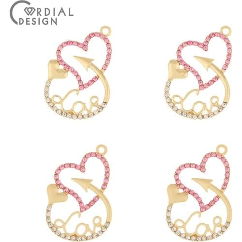 Cordial Design 50Pcs 22*33MM Jewelry Accessories/Earrings Connectors/Pendant/Heart Shape/DIY Jewelry Making/Hand Made/Charms