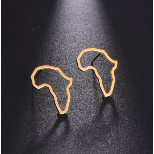 My Shape Africa Map Stud Earrings for Women Gold Silver Color Stainless Steel Cut Out Earring Fashion Jewelry boucle d'oreille