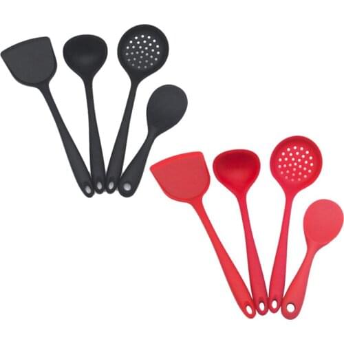Silicone Kitchen Utensils 4 Pack,Silicone Nonstick Cooking Utensils,Turner Spatula,Skimmer,Ladle and Spoon Spatula