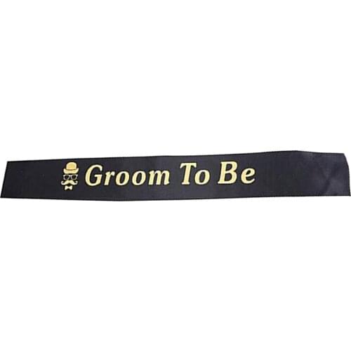 Fabric Groom To Be Sash Band 160x9.5cm Bachelor Party Decorations Black