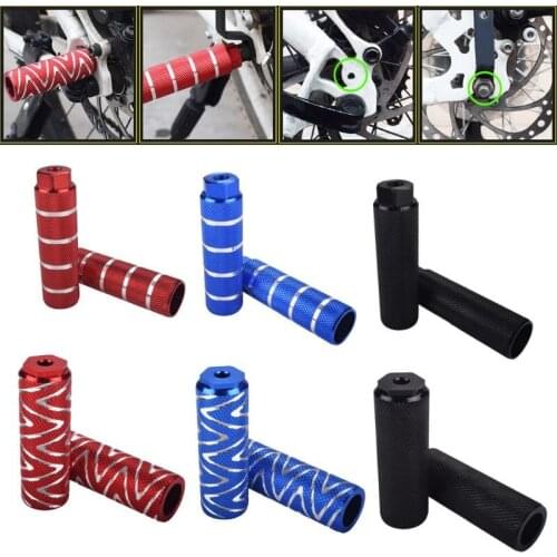 1 Pair Mountain Bike Bicycle Axle Pedal Alloy Foot Stunt Pegs Cylinder Black MTB Bike Pedal Anti-Slip Front Rear Axle Foot Pick