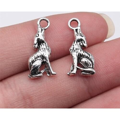WYSIWYG 10pcs 21x7mm Antique Silver Color Howling Wolf Charms Pendant For Jewelry Making DIY Jewelry Findings