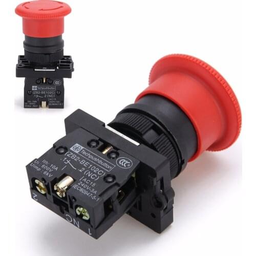 XB2-ES542 Emergency Push Button Switch 22mm NC N/C 600V 10A Mushroom Emergency Stop Push Switch Control Electric Circuits