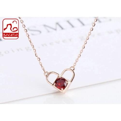 January Birthstone S925 good for the health of ladies Silver Top Grade Natural Mozambique Garnet Concise Womens Necklace