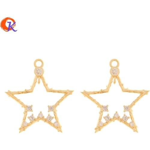 Cordial Design 20Pcs 21*23MM Jewelry Accessories/Hand Made/DIY Making/Star Shape/Genuine Gold Plating/Earring Findings/CZ Charms