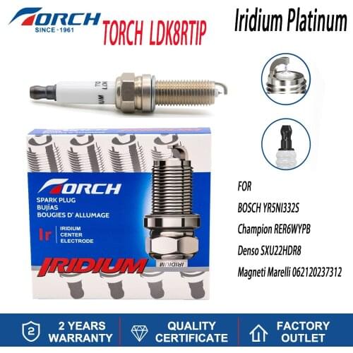 Candle Replace for Champion RER6WYPB Spark Plug Iridium Platinum TORCH LDK8RTIP Denso SXU22HDR8 Magneti Marelli 062120237312
