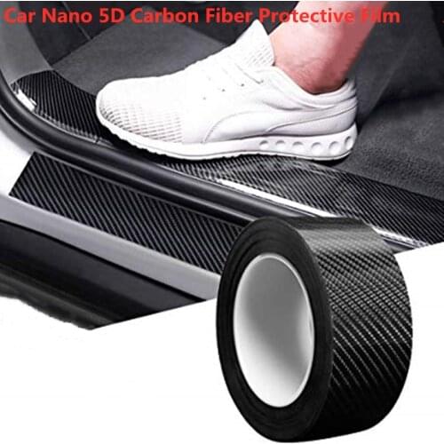 Car Door Sill Protector Bumper Protector Carbon Fiber Car Wrap Film 5D Gloss Automotive Wrap Film Self-Adhesive Anti-Collision