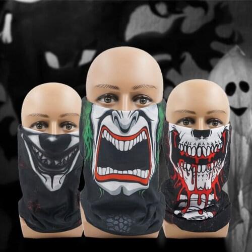 Protective Seamless Warm Halloween Skull Head Bandanas Tube Scarf Outdoor Scarf Men Riding Camping Scarf Full Cover Neck Gaiter