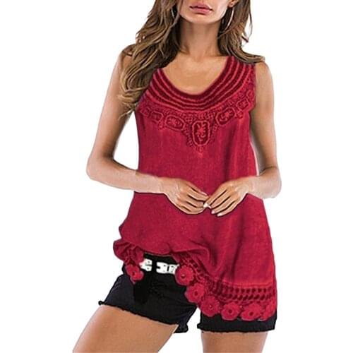 Plus Size Summer Casual Lady Lace Vest Solid Color Sleeveless Tank Top 2020 New Fashtion Plus size Womens wear