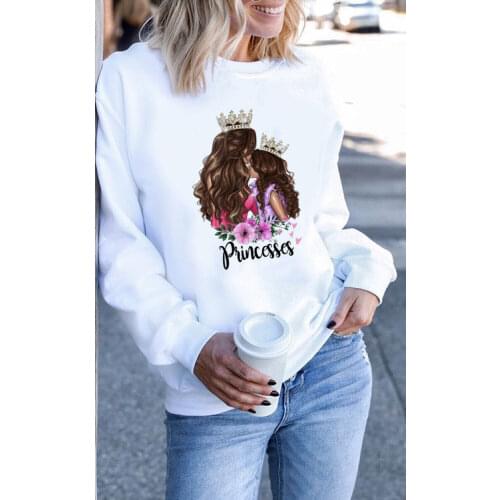 Mothers Love Print New Women Fashion Long Sleeve Hoodie Sweatshirt Super Mom Harajuku Hooded Pullover White Chic