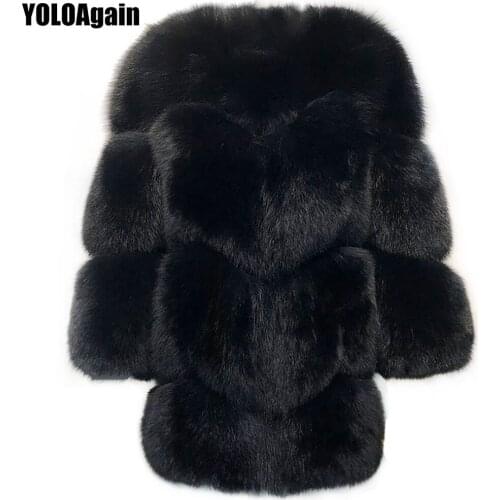 YOLOAgain winter warm women real fox fur coat ladies quality long natural fur coat