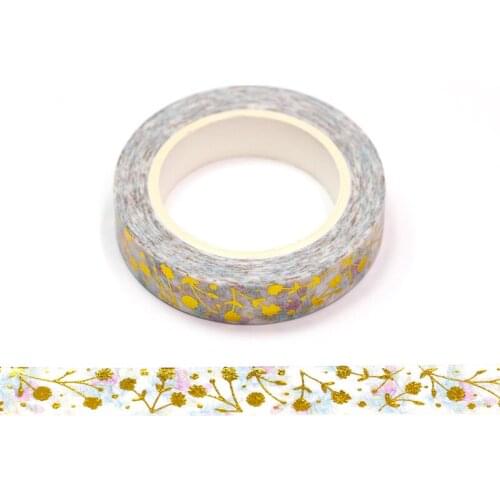 1PC 10MM*10M Foil Spring Gold Flowers Leaves Decorative Washi Tape DIY Scrapbooking Masking Tape School Office Supply
