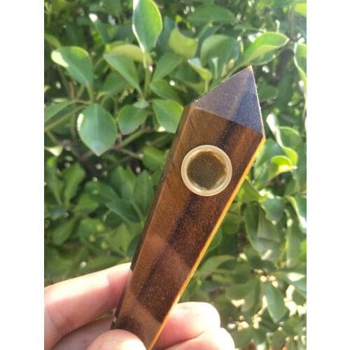 1pc Natural Tiger eye Stone Smoking Crystal Wand Pipe