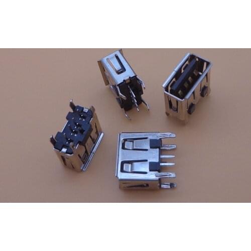 100PCS laptop motherboard micro 2.0 USB 4pin 4 pin DC A Type Flat Angle (180 Degree) Female PCB Connector Socket Jack Plug black