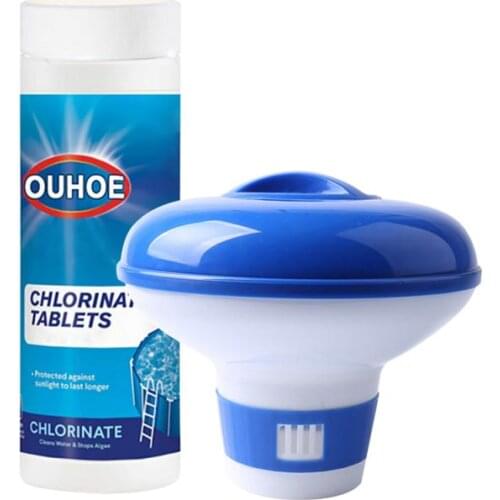 100pcs Chlorinе Pool Tablеts Swimming Pool Disinfection Effervescent Tablets With Floating Dispenser Pool Spa Hot Tub Cleaning