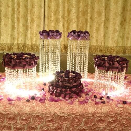 4pcs Clear Circle Round Cake Stand Wedding Birthday Display CupCake Rack Christmas Party Supply Happyshopping D20,25,H40,20