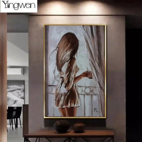 5D DIY Diamond Painting Cross Stitch Beautiful Girl Stand In Window Painting Famous Oil Painting Full Diamond Embroidery Mosaic