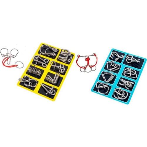 9PCS/Set Metal Puzzle IQ Wire Brain Teaser Game for Children Adults
