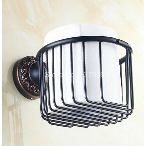 Bathroom Accessory Black Oil Rubbed Brass Wall Mounted Toilet Paper Roll Holder Basket aba464