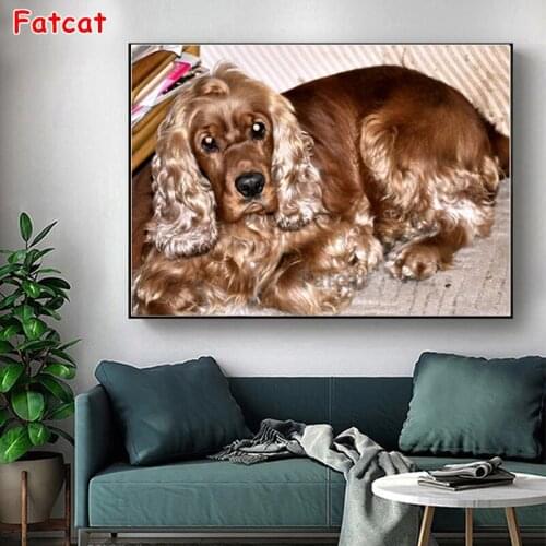 5D DIY Diamond Painting Handicrafts Cross Stitch British cocker spaniel Diamond Embroidery pet dog Full Drill Diamond New PP2298