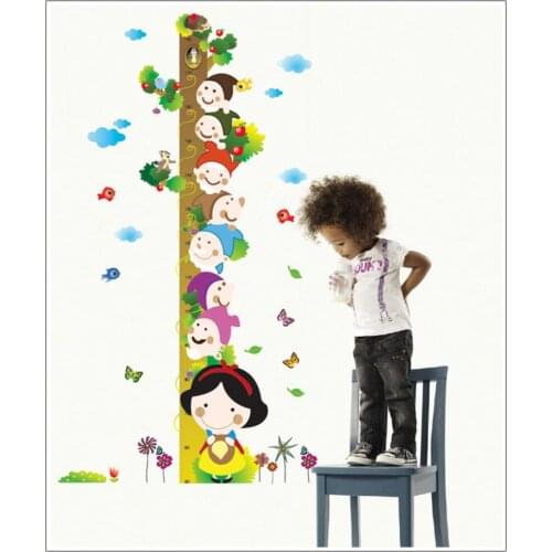 Snow White princess Seven Dwarfs Birds Children Height Measure Removable PVC Wall Stickers Home Decals ZYPA-9025