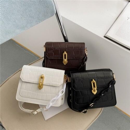 Stone Pattern White Crossbody Bags For Women 2021 Elegant Handbag Shoulder Bag PU Leather Hand Bag Ladies Designer