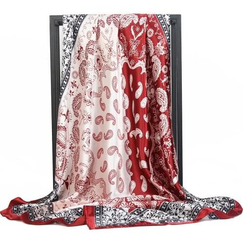 90cm Big Square Scarf Silk Scarf Small Square Scarf Female Wild Spring and Autumn Style Foreign Fashion Shawl