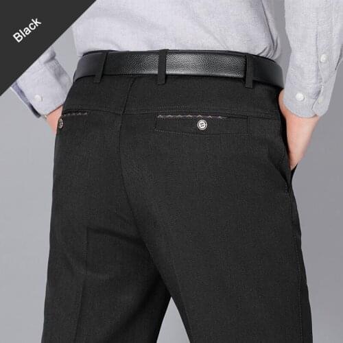 Spring Autumn Mens Business Suit Pants Fashion Solid Gentle Thicken Trousers Casual Male Brand Suit Pant Black Blue Gray Pant