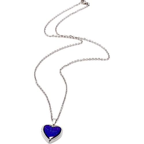 Novelty Colour Changes To Temperature Enamel Heart Pendant Necklace For Women Chain Choker Female Jewelry Party Friends Gift