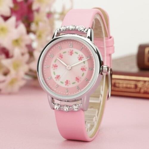 New Watch Women Kids Children Girls Ladies Quartz Diamond Wristwatches Rosette Flower Watches Montre Clock