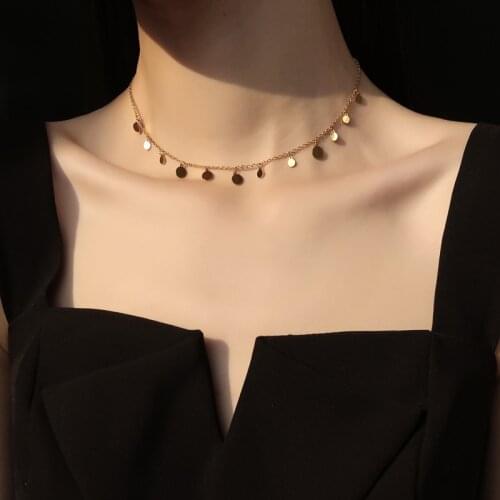 YUN RUO 2021 Not Fade Gold Plated Geometric Water Drop Choker Necklace Fashion Titanium Stainless Steel Jewelry Woman Accessory