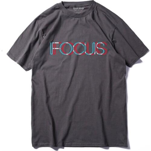 COOLMIND QI0231A casual loose summer T shirt for men tops tees 100% cotton short sleeve fucus printed funny men Tshirt