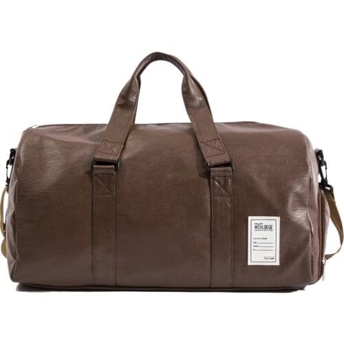 PU Leather Waterproof weekender Travel Bags Men Women Outdoor Multi-functional Duffle Bags Male Black Gym Bags with Shoes Bag