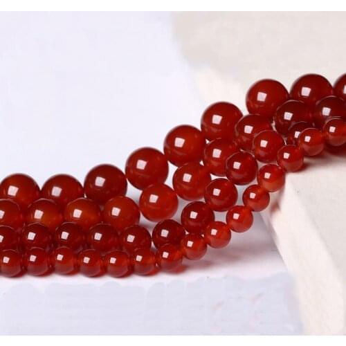 Red Carnelian Natural Stone High Quality Round Loose Beads Ball Smooth Onyx 4/6/8/10/12MM Charm Jewelry Bracelet DIY Necklace