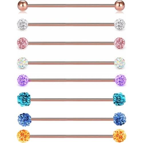 Crystal Ball 14G Industrial Piercing Surgical Steel Industrial Piercing Bar Jewelry Cartilage Earring Helix Body Pircing Jewelry