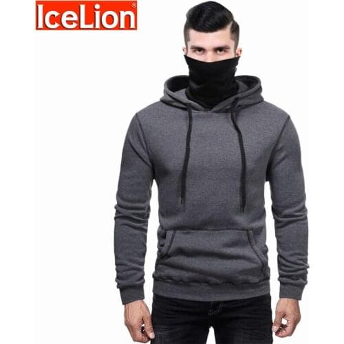 IceLion Thick Hoodies Men Fleece Long Sleeve Solid Hoodies Men Casual Sweatshirt Slim Fit Sportswear For Men Hoodies 2021 Winter