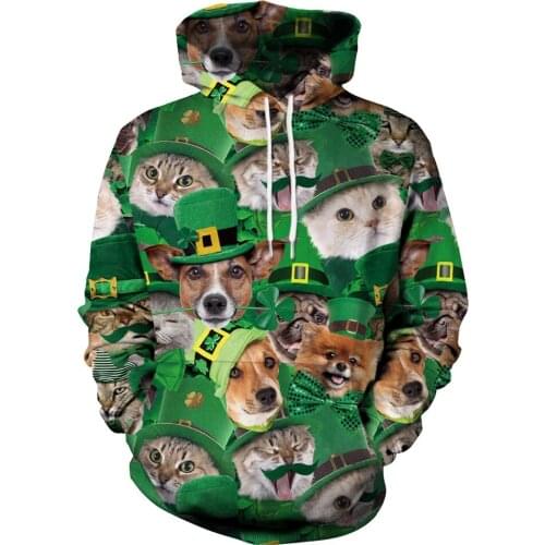 Irish St. Patrick Shamrock 3D Printed Clothing Cute Cats Hoodie Men/women Pullover Streetwear Sweatshirts Boy Jackets Tracksuits