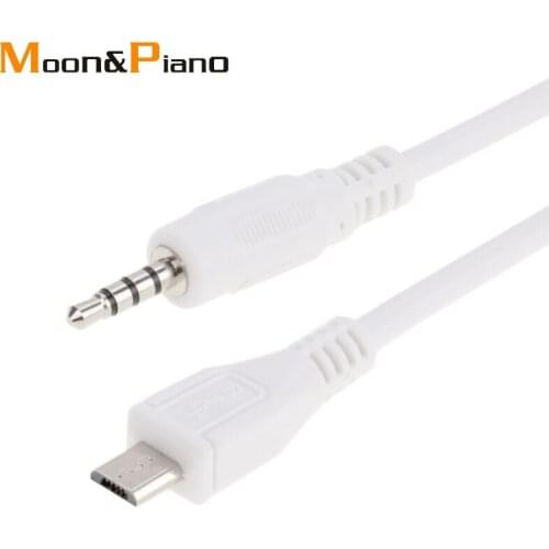 Micro usb to DC 3.5mm Cable Male to Male AUX Cord Car Headphone Speaker Audio Wire Black White 0.3m 0.5m