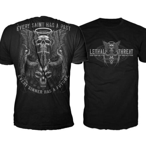 Every Saint and Sinner. Funny Motto Unique Gothic Skull Tattoo T-Shirt. Summer Cotton O-Neck Short Sleeve Mens T Shirt New S-3XL