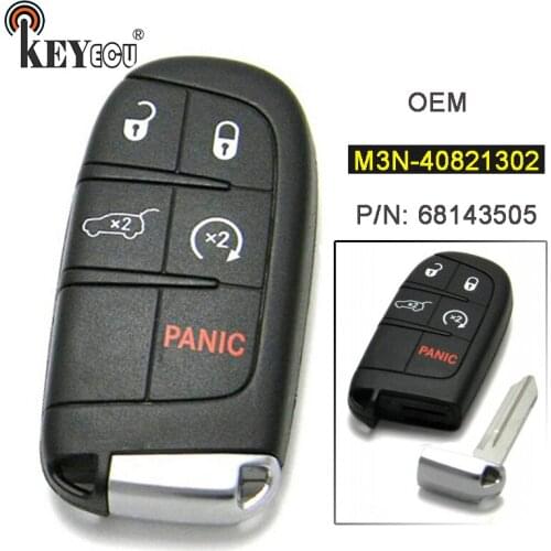 KEYECU M3N-40821302 P/N: 68143505 OEM Genuine 4+1 5 Button Remote Smart Proximity Key Fob for Jeep Grand Cherokee 2014-2019