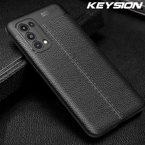 KEYSION Shockproof Case for OPPO Reno 5 Pro 5G luxury leather texture soft silicone Phone Back Cover for Reno 5 5G Reno 4 Pro 4G