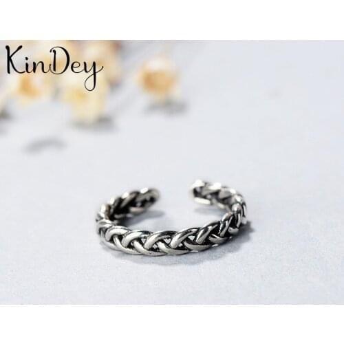 Kindey Personality Boho Silver Color Twist Rings for Women Jewelry Retro Big Antique Rings Girls Christmas Gifts Anillos