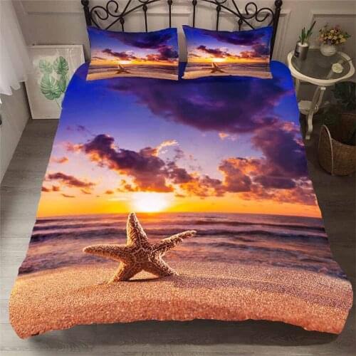 Bedding Set 3D Printed Duvet Cover Bed Set Beach Starfish Home Textiles for Adults Bedclothes with Pillowcase #HL34