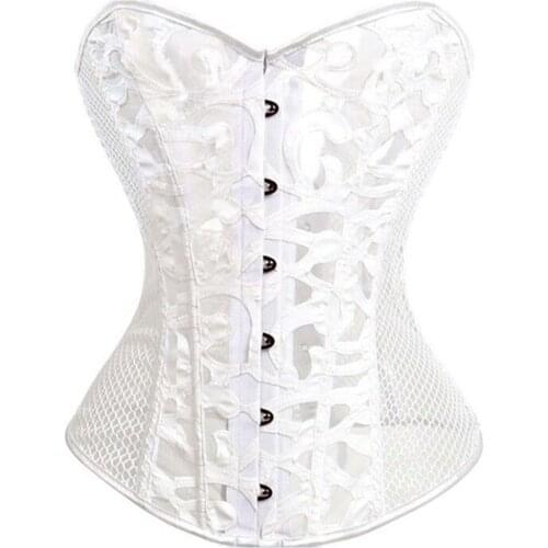 Summer Breathable Fishnet Bustier Corset Sexy Hollow Out Lace Mesh Net Corselet Women Slimimg Body Shapwear Corsets