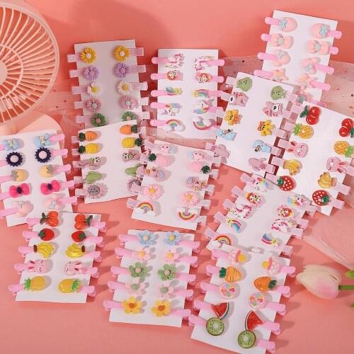Fashion Headdress Animal Carton Fruit Hairpin For Children Kids Cute 10Pcs/Set Hair Clips Barrettes Headband Hair Accessories