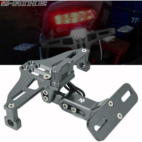 For YAMAHA YZFR6 YZF R6 2005-2015 2016 Motorcycle Adjustable Angle Aluminum License Number Plate Frame Holder Bracket LED Light
