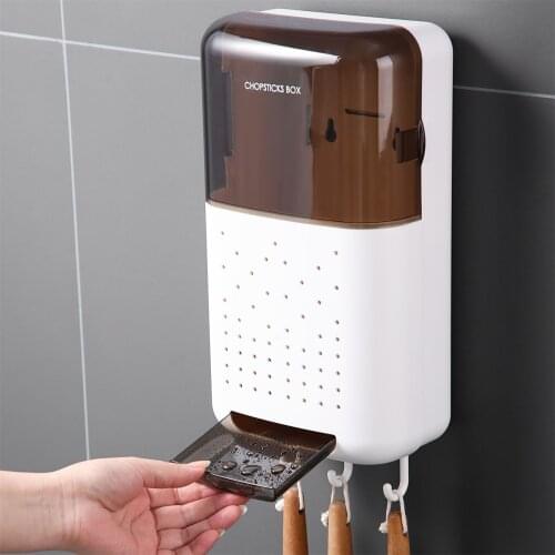 Wall-Mounted Kitchen Chopstick Holder With Lid Household Drain Chopsticks Cage